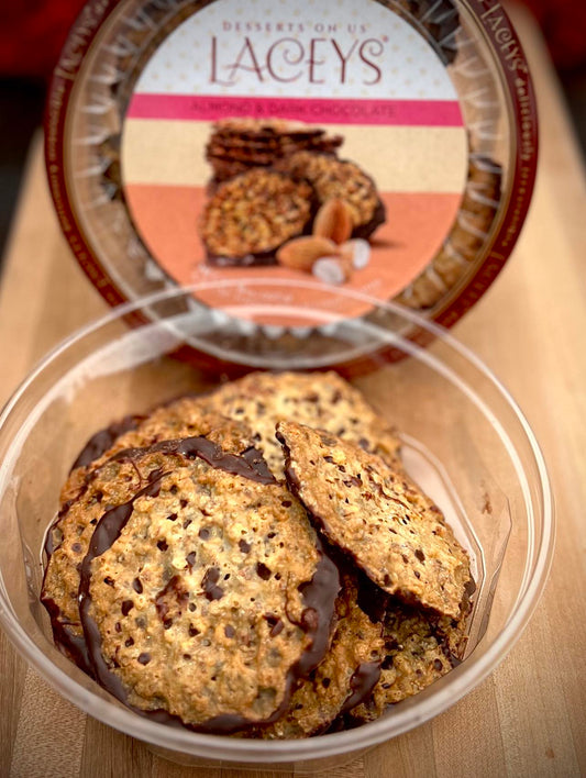 Lacey’s Cookies Sale!        Almond & Dark Chocolate 8 oz